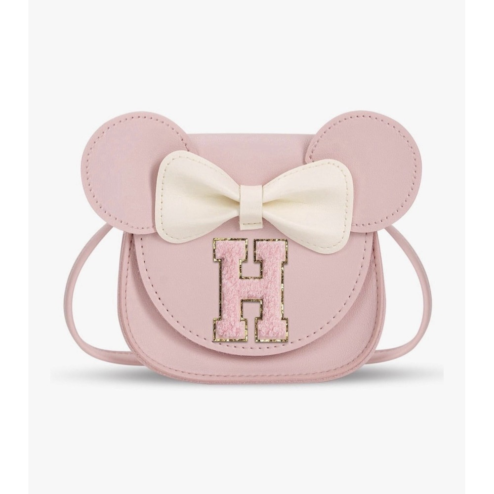 Toddler Purse Gifts for Girl Kids Little Initial Mouse Ears Bow Crossbody Bag [L
